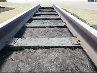 Railroad tracks Low-poly 3D model