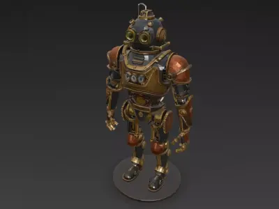 Steampunk Robot PBR 3D Model 3D model