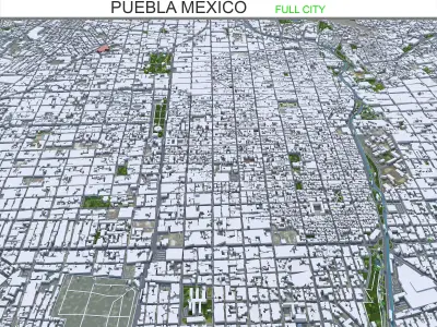 Puebla Mexico 40km Low-poly 3D model
