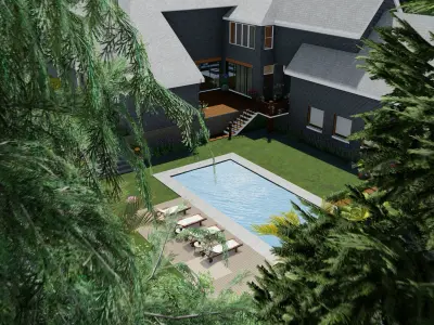 Realistic Exterior House Low-poly 3D model