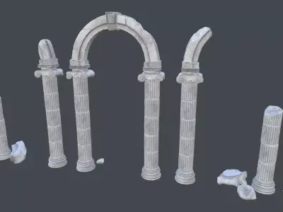 Modular Ruined Columns PBR Low-poly 3D model