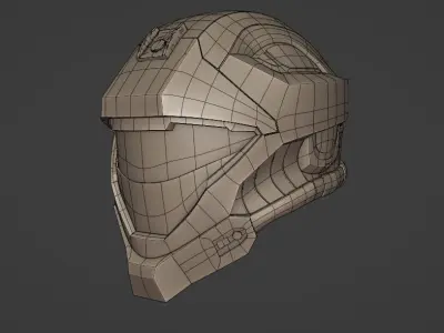 Halo Recon Helmet With Print Ready STL Low-poly 3D model