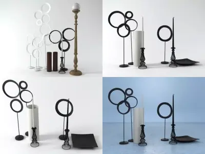 Candleset vases and candlesticks 3D model