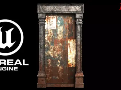  Realistic Wooden Door 3D Model Game-Ready Low-poly 3D model