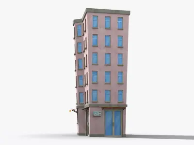 Cartoon Building x28 Low-poly 3D model