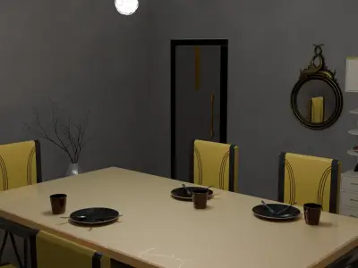 Low Poly Dinning Set 3D Model Low-poly 3D model