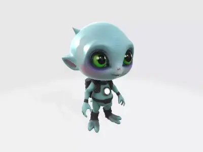  Cute Alien 3D Model Stylized Sci Fi Character for Games Low-poly 3D model