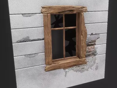 Environment Walls Windows Game Assets Low-poly 3D model