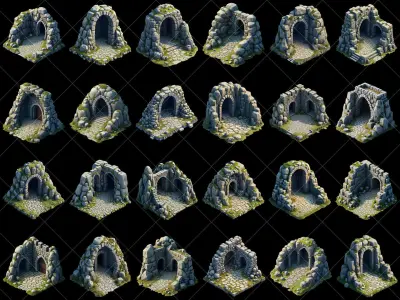 157 Transparent Fantasy Cave Game Assets Texture