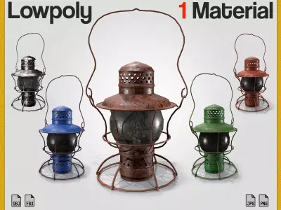 Old rusted Lantern 01 - Game ready Low-poly 3D model