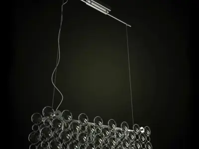 Contemporary Lighting Fixture In Steel And Glass 3D model