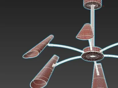 artesia chandelier with five lights gold 3D model