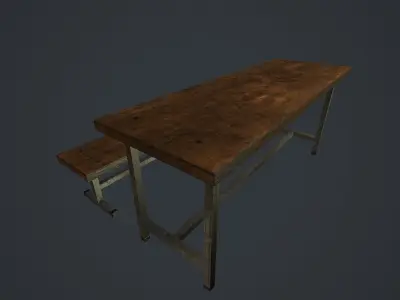 Old bench and table pbr Low-poly 3D model