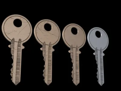 4 Old Keys  Low-poly 3D model