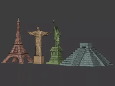 LowPoly Models Travel Tourism Monuments Landmarks Holiday Low-poly 3D model