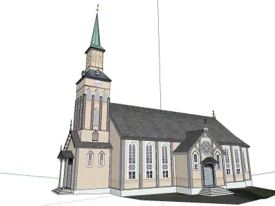 Architecture-Religion-God-Culture-Temple-048 church with steeple 3D model