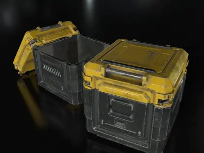 Sci-Fi Industrial Crate Game Ready PBR Textures Low-poly 3D model