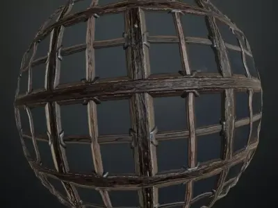 Ancient Medieval Wood Jail Grate PBR Seamless Texture