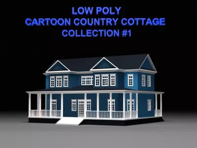cartoon country cottage Low-poly 3D model purchase