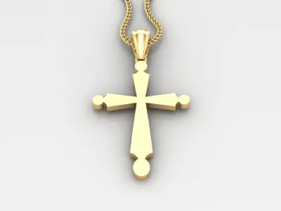 Light Gold 18K Cross Pendant 2CP090 3D print model