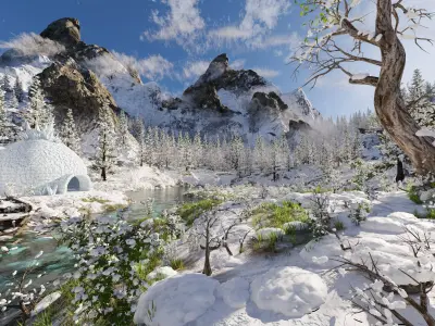 Igloo Snow landscape Scene 3D model