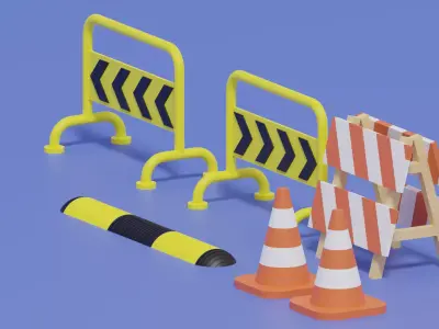 Cartoon Street Elements 3D model