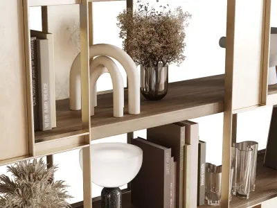 Giselle Cabinets - Golden Metal Shelves Decorative  Low-poly 3D model
