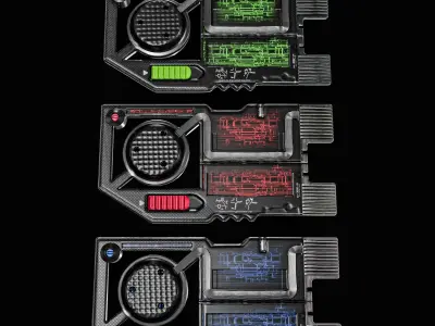 Sci fi Access Card Pack Low-poly 3D model