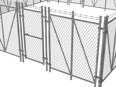 Moduler Wire Mesh Wall Low-poly 3D model