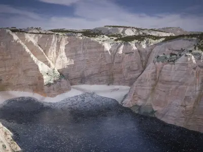 Beach and Cliff Terrain 2x2km 3D model