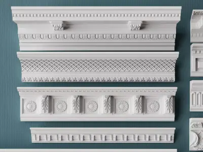 European Classic Decorative Molding Collection Low-poly 3D model