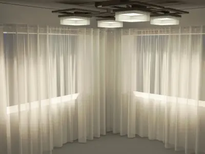 chandelier modern ceiling light with four squares 3D model