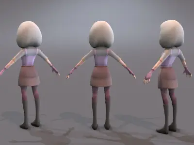 teen with white hair Low-poly 3D model