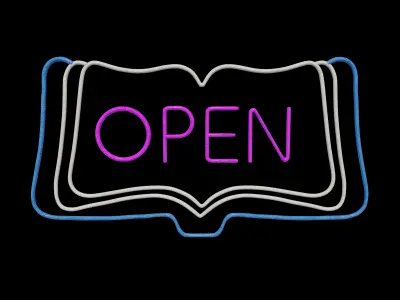 Open Book Neon Sign 3D model