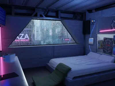 Cyberpunk Apartment Scene - High Detail 3D model