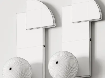 Square in Circle Quadrant and Sphere Wall Lamp 3D model