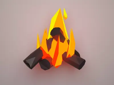 Campfire bonfire Low-poly 3D model