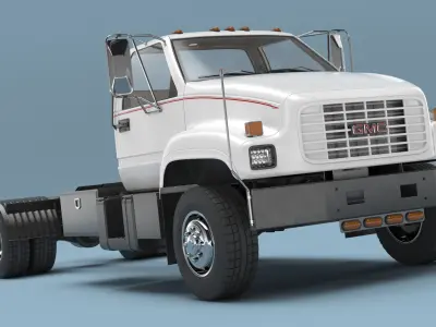  Chevrolet Kodiak C6500 Commercial Cab Chassis White Rigged for Maya 