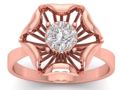 Solitaire Wedding Engagement Women Light Weight Flower Rings 3D print model 2