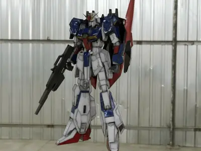 Z GUNDAM rigged with realistic texture blender maya Low-poly 3D model