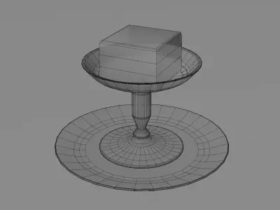Modern Cube Pudding and Designer Dessert Stand 3D Model Set Free low-poly 3D model