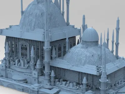 Persian Sci-Fi Palace Cathedral 2 versions 3D model