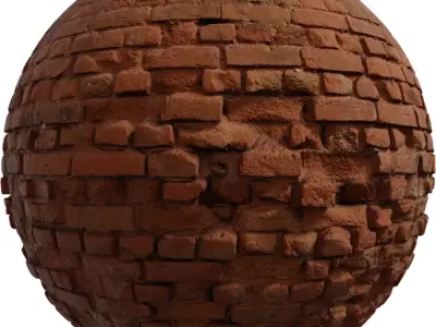 Weathered Red Brick Floor PBR Material  Texture