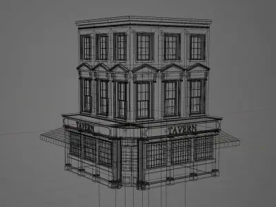 Old Pub Low-poly 3D model