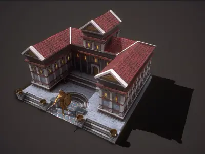 Roman Greek Military Academy Low-poly 3D model
