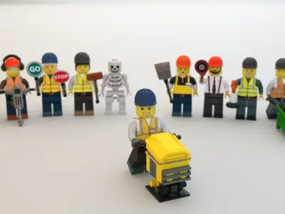 Lego 10 workers with tools model 3D model