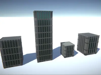 Modular Building Set Low-poly 3D model