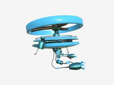 Flying Robot I05 Blue - SciFi Character Design Low-poly 3D model