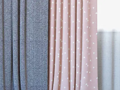 Curtains 05 Curtains with Tulle Sunrough and Ottoman Triangles  3D model