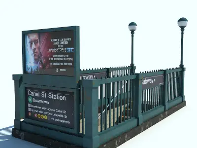 Subway Entrance NYC Low-poly 3D model